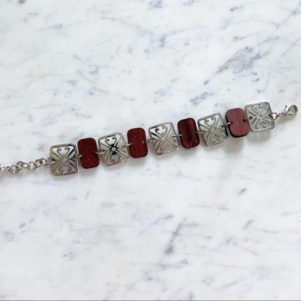 Vintage Wood Silver Bracelet